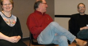 Sara Ryan, Ehud Havezelet, and Neil Browne at the Corvallis Public Library